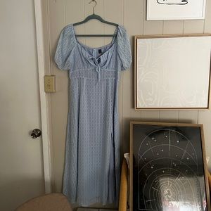 Puff Sleeve Baby Blue Maxi Dress